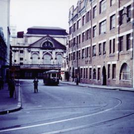 Tram in Parker Street near the Capitol Theatre in Haymarket, 1957