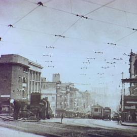 Reconstruction of tram tracks, Victoria and William streets, Darlinghurst, 1934
