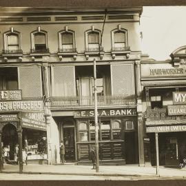Print - Shops and ES & A Bank in William Street Darlinghurst, 1916