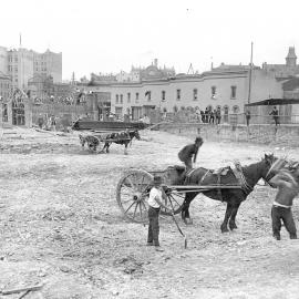 Print - Construction of City Municipal Market Building Number 2 in Haymarket, 1909