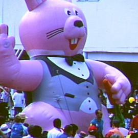 Giant inflatable Easter rabbit, George Street Sydney, 1995