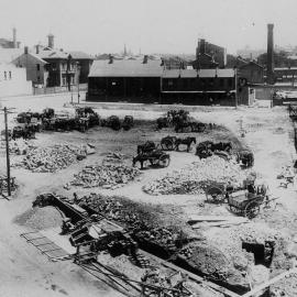 Print - Construction of City Municipal Market Building Number 5 Fish Market in Haymarket, 1909
