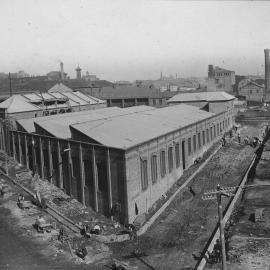 Print - Construction of City Municipal Market Building Number 5 Fish Market in Haymarket, 1910