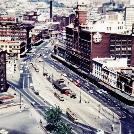 Elevated view of Railway Square from Sydney Terminal, George Street Sydney, 1954