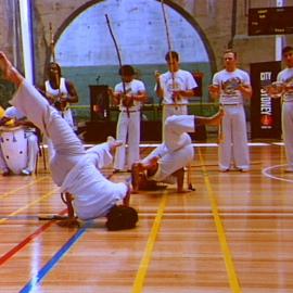 Demonstrating break dancing, King George V Recreation Centre, Cumberland Street The Rocks, 1998