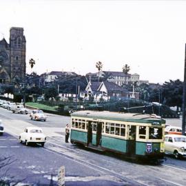 Traffic near Cook and Phillip Park in College Street, 1958