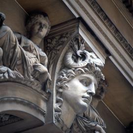 Carved sandstone goddess on the General Post Office building, Martin Place Sydney, 2001