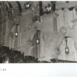 Interior, Capitol Theatre, circle level bronze lamps, Campbell Street Haymarket, 1972
