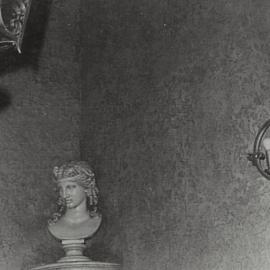 Interior, Capitol Theatre, lamp, plaster bust, wall lighting, Campbell Street Haymarket, 1972