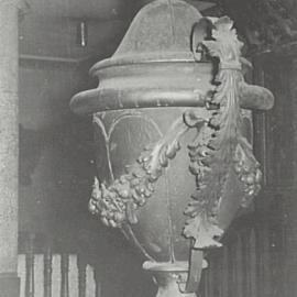 Interior, Capitol Theatre, plaster urn, Campbell Street Haymarket, 1972