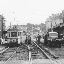 Tram in Bayswater Road Rushcutters Bay, 1954