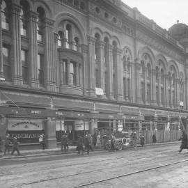 Print - Exterior of Queen Victoria Building (QVB) during renovations, George Street Sydney, 1918