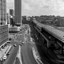 Cahill Expressway above Circular Quay Railway Station, Alfred Street Sydney, 1969