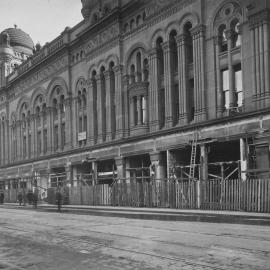 Print - Exterior of Queen Victoria Building (QVB) during renovations, George Street Sydney, 1918