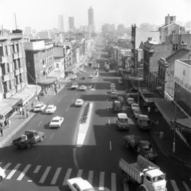 View west towards city from top of William Street Darlinghurst, 1969