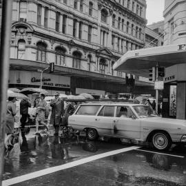 Pedestrian crossings, corner Pitt & Market Streets Sydney, 1969