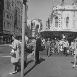 Pedestrian crossing, corner of George Street and King Street Sydney, 1969