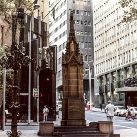 Richard Johnson Obelisk looking east up Hunter Street, Sydney, 1986