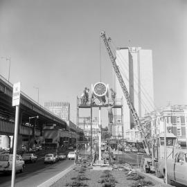 Seiko Clock installation, Alfred Street Circular Quay, 1971