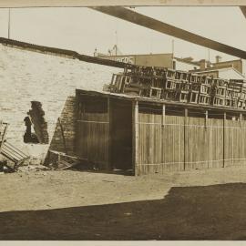 Print - Ellis and Company Auctioneers outbuildings on Quay Street Haymarket, 1909