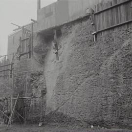 Construction site shoring, College Street Darlinghurst, 1971