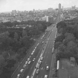 Elevated view east along Park Street, Sydney, 1971