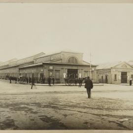 Print - Old Belmore Product Markets, corner of Campbell and Pitt Streets Haymarket, 1909