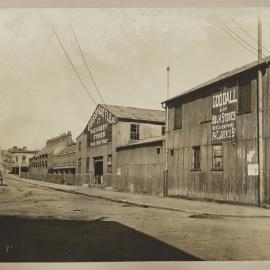 Print - Streetscape with Gibson Battle Machinery Stores and Goodall Bulk Stores, Quay Street Haymarket, 1910