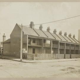 Print - Terrace houses targeted for resumption for City Municipal Markets, corner of Engine and Quay Streets Haymarket, 1910