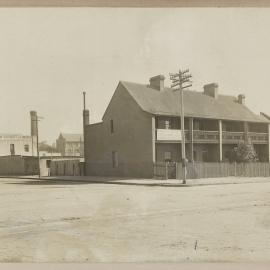 Print - Streetscape with buildings and terrace houses, Thomas and Quay Streets Haymarket, 1910