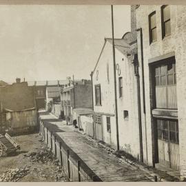 Print - Laneway with buildings and terrace houses, Quay Lane Haymarket, 1910