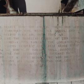 Inscription on the base of the Shakespeare Memorial, Shakespeare Place Sydney, 1986