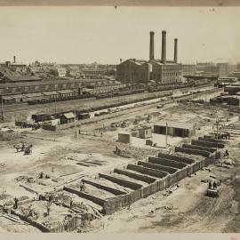 Print - Demolition and clearing work for City Municipal Fruit Market Building Number 3, Engine, Quay and Mathew Streets Haymarket, 1910