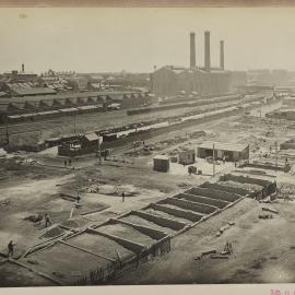 Print - Preparation work for the building of City Municipal Fruit Market Building Number 3, Quay and Matthew Streets Haymarket, 1910