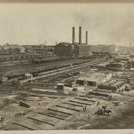 Print - Construction work for City Municipal Fruit Market Building Number 3, Quay, Matthew and Hay Streets Haymarket, 1910