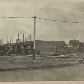 Print - City Municipal Fruit Market Building Number 3 stalls under construction, Hay Street Haymarket, 1910