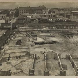Print - Stalls under construction for City Municipal Fruit Market Building Number 3, Quay and Hay Streets Haymarket, 1911