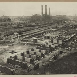 Print - Stalls under construction for City Municipal Fruit Market Building Number 3, Quay and Hay Streets Haymarket, 1911