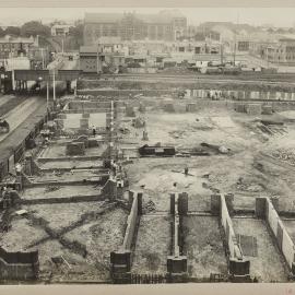 Print - Brick stalls and walls under construction, City Municipal Fruit Market Building Number 3, Quay and Hay Streets Haymarket, 1911