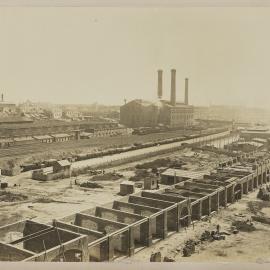 Print - City Municipal Fruit Market Building Number 3 under construction, Quay and Hay Streets Haymarket, 1911