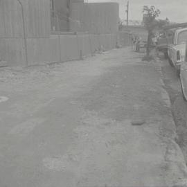 Streetscape and footpath damage, Codrington Street Darlington, 1972