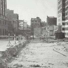 Footpath construction, Elizabeth Street Sydney, 1933