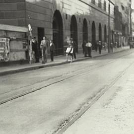 Pedestrians on Elizabeth Street Sydney, 1933