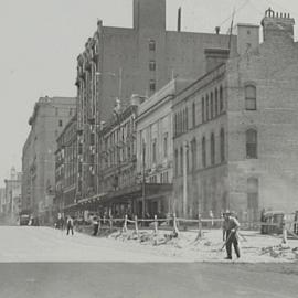 Final stages of the widening of Elizabeth Street, at Martin Place Sydney, 1934