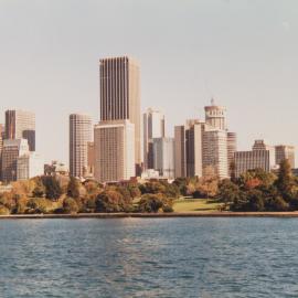 View looking west of Farm Cove and city skyline, Sydney, 1986