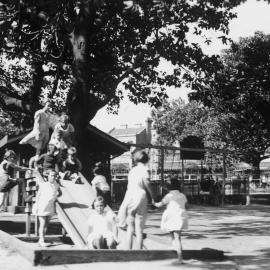 Childrens slide in Moore Park Playground, Moore Park Road and Anzac Parade Moore Park, 1936