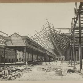 Print - Interior view of offices under construction, City Municipal Fruit Market Building Number 3, Quay and Hay Streets Haymarket, 1911