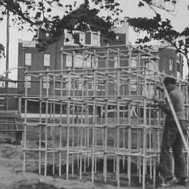 Construction of playground climbing frame, Moore Park Road and Anzac Parade, Moore Park, 1936