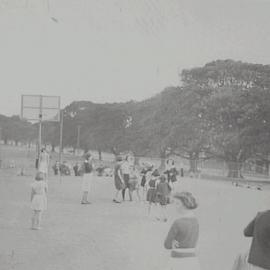 Girls playing sport at the Moore Park Children's Playground, Moore Park Road & Anzac Parade, 1936