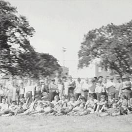 Boys sporting teams at Moore Park Children's Playground, Moore Park Road and Anzac Parade, 1936